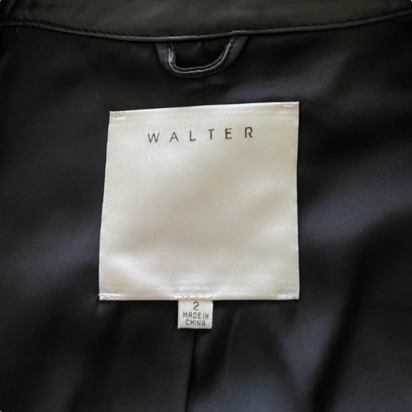 Women's Black Lambskin Leather Moto Biker Jacket Blazer by Walter Baker - Size 2 - Picture 5 of 16